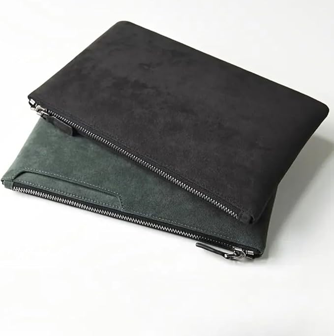 Men’s Slim Suede Clutch Bag (Black)