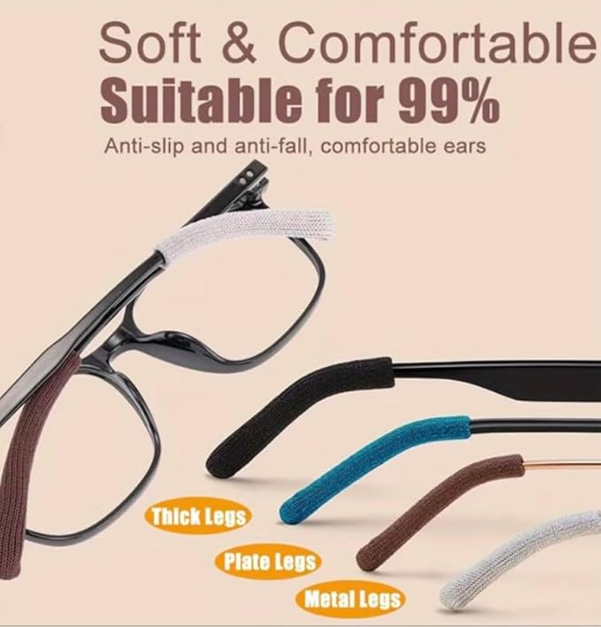 Soft Cotton Eyeglasses Temple Ear Grips black