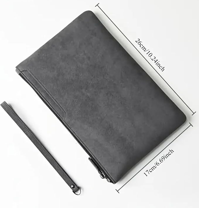 Men’s Slim Suede Clutch Bag (Black)