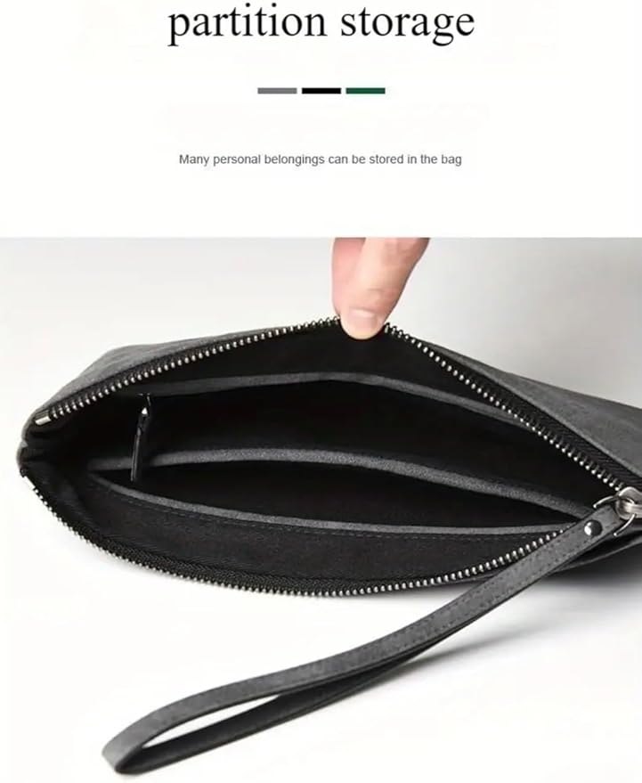 Men’s Slim Suede Clutch Bag (Black)