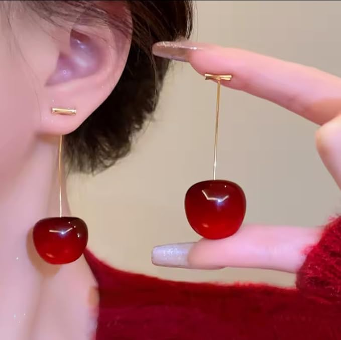 Sweet Cherry Drop Dangle Earrings,