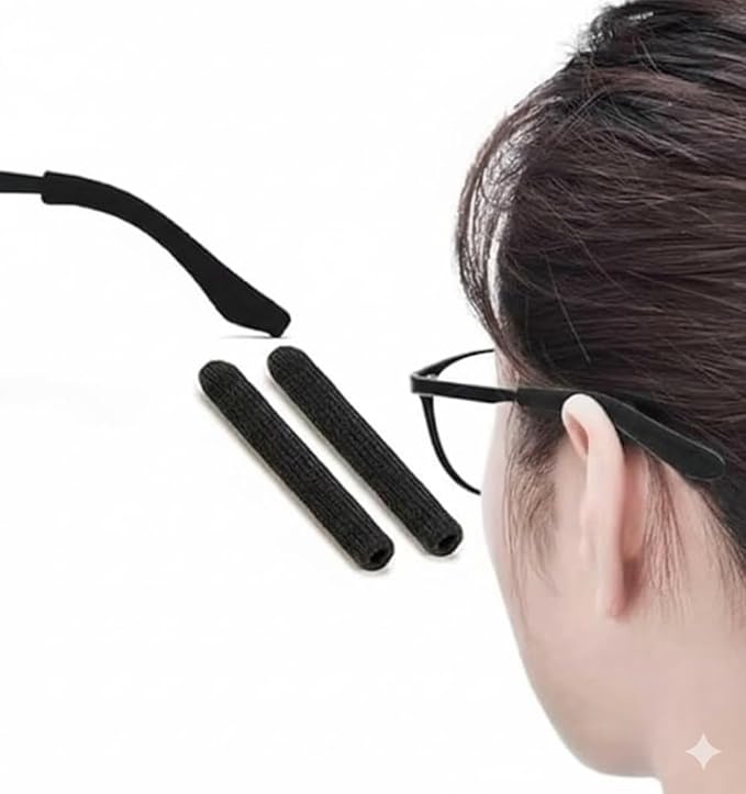 Soft Cotton Eyeglasses Temple Ear Grips black