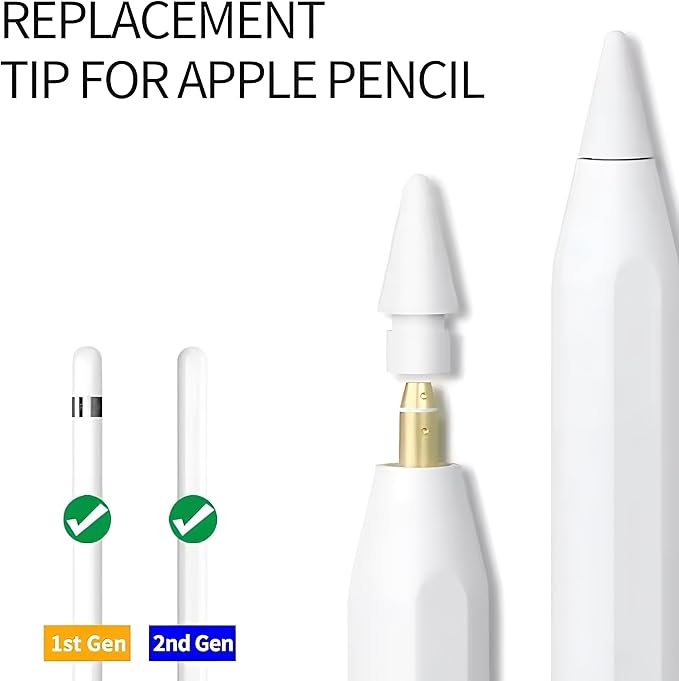 Replacement Pencil Tips for Apple Pencil 1st 2nd Generation iPencil (5 tips & 5 covers)