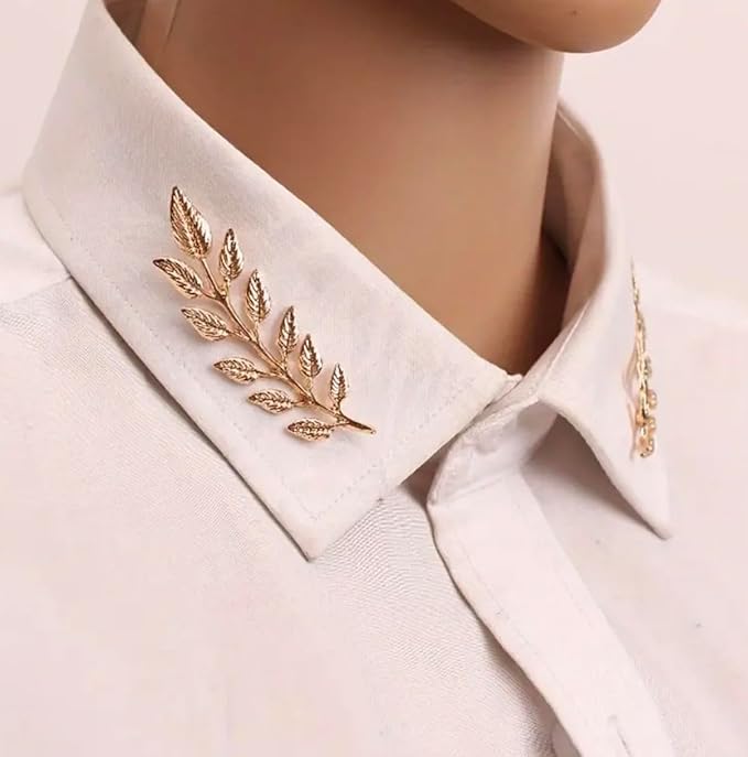 Metal Leaf Brooch Collar Pin