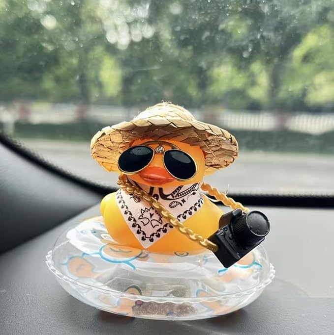 Yellow Duck with Straw Hat & Sunglasses