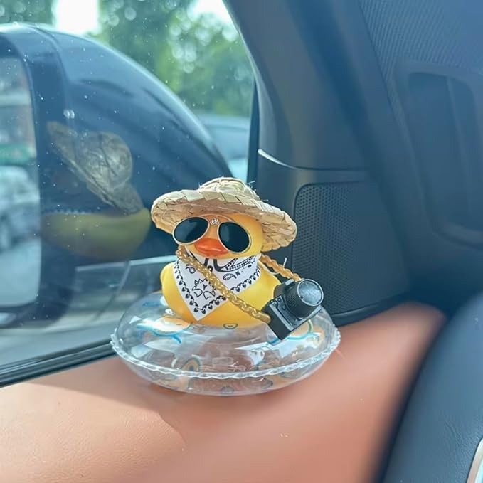 Yellow Duck with Straw Hat & Sunglasses