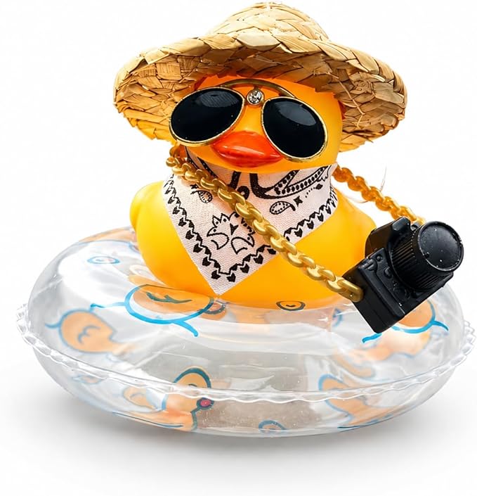 Yellow Duck with Straw Hat & Sunglasses