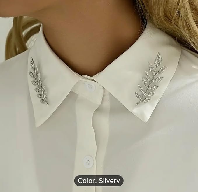 Metal Leaf Brooch Collar Pin