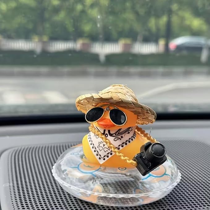 Yellow Duck with Straw Hat & Sunglasses