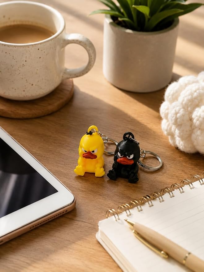 Cute Angry Duck Keychain Set of 2