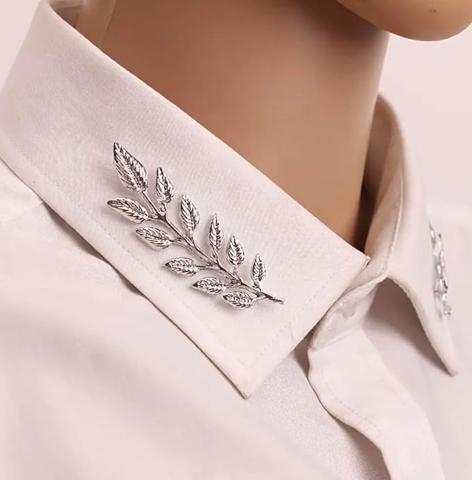 Metal Leaf Brooch Collar Pin