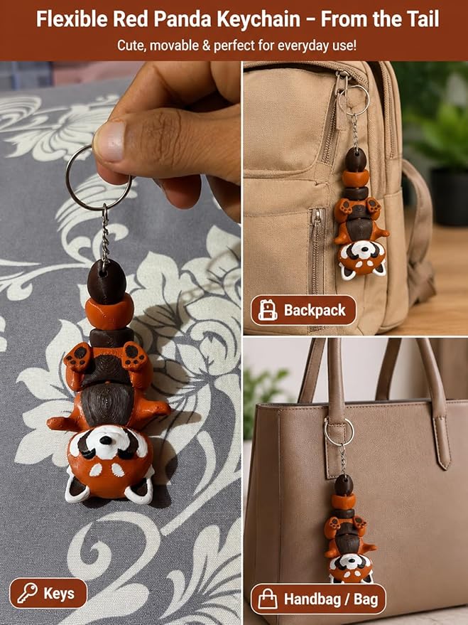 Cute Flexi Red Panda Keychain