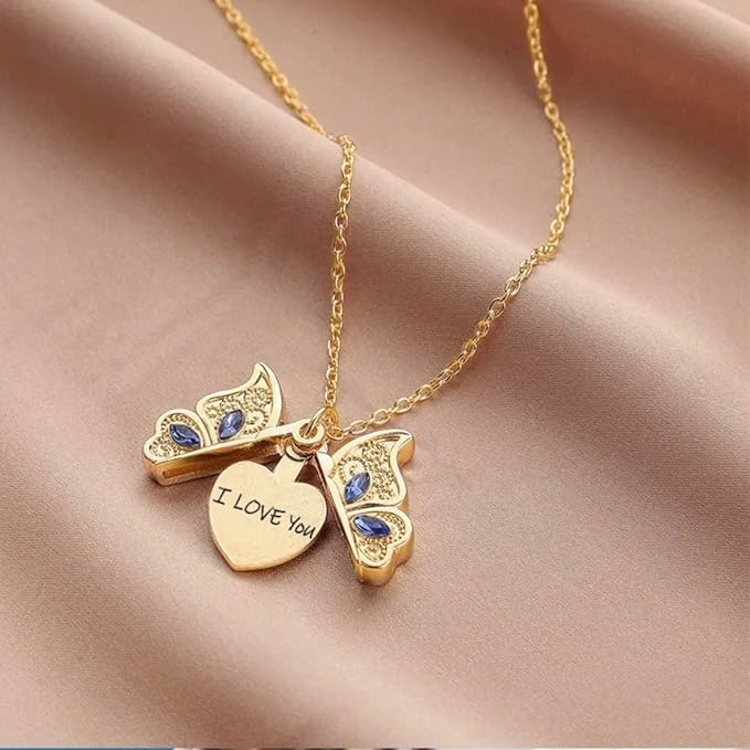 Butterfly Love Heart-Shaped Necklace