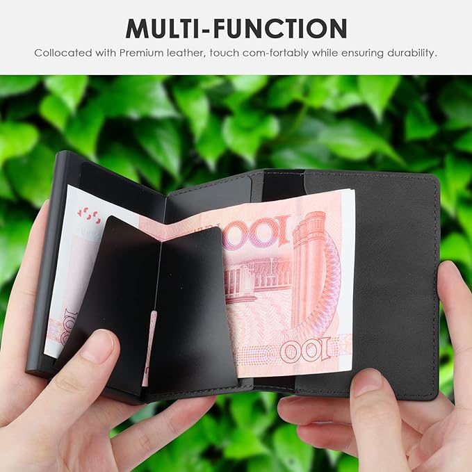 AirTag Wallet Credit Card Holder for Men, Leather RFID Blocking Credit Card Case