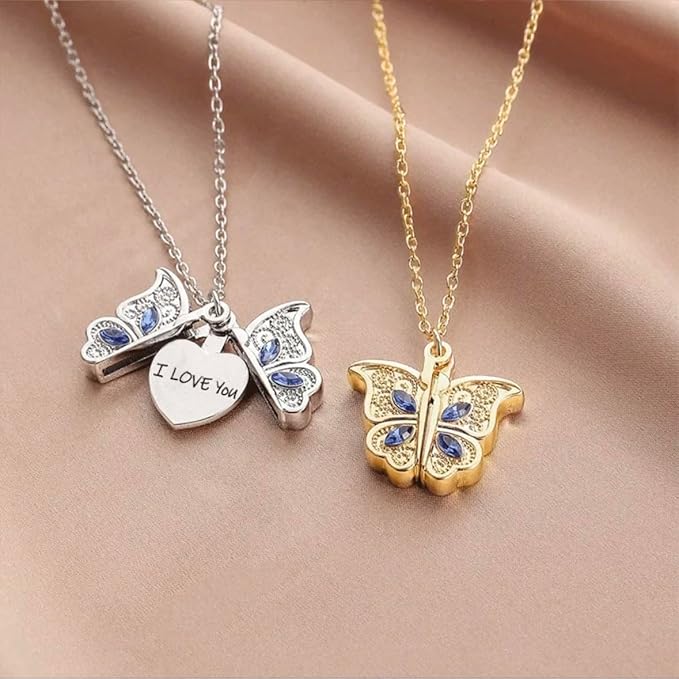 Butterfly Love Heart-Shaped Necklace