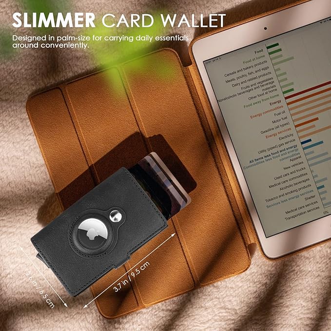 AirTag Wallet Credit Card Holder for Men, Leather RFID Blocking Credit Card Case