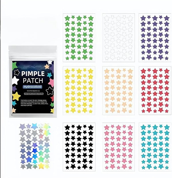 120 Pcs Star Pimple Patches - Colorful Hydrocolloid Acne Absorbing Cover for Face