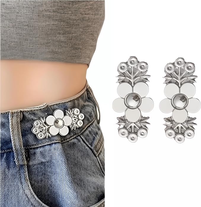 2 Pcs Floral Design Jean Waist Tightener