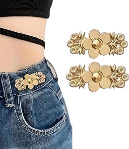 2 Pcs Floral Design Jean Waist Tightener