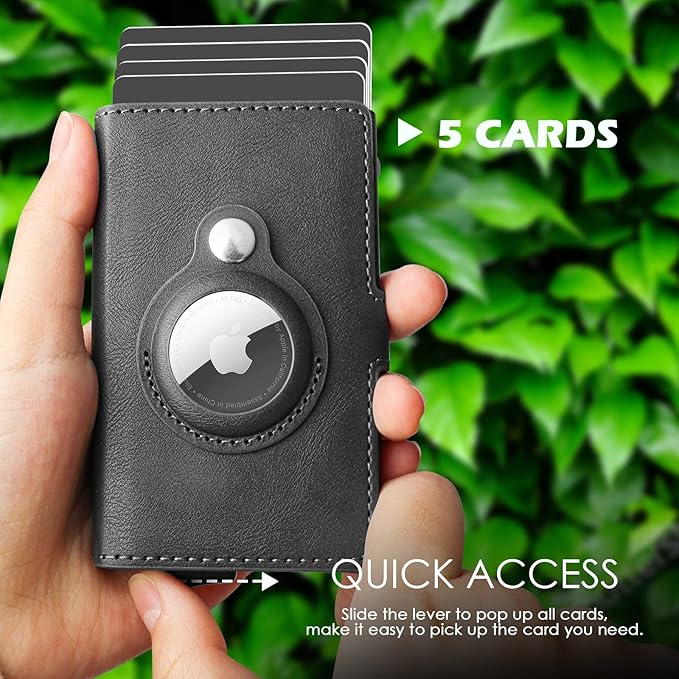 AirTag Wallet Credit Card Holder for Men, Leather RFID Blocking Credit Card Case