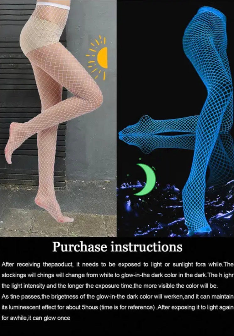 Glow-in-the-Dark Fishnet Tights
