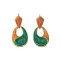 Green Enamel Hollow Water Drop Earrings