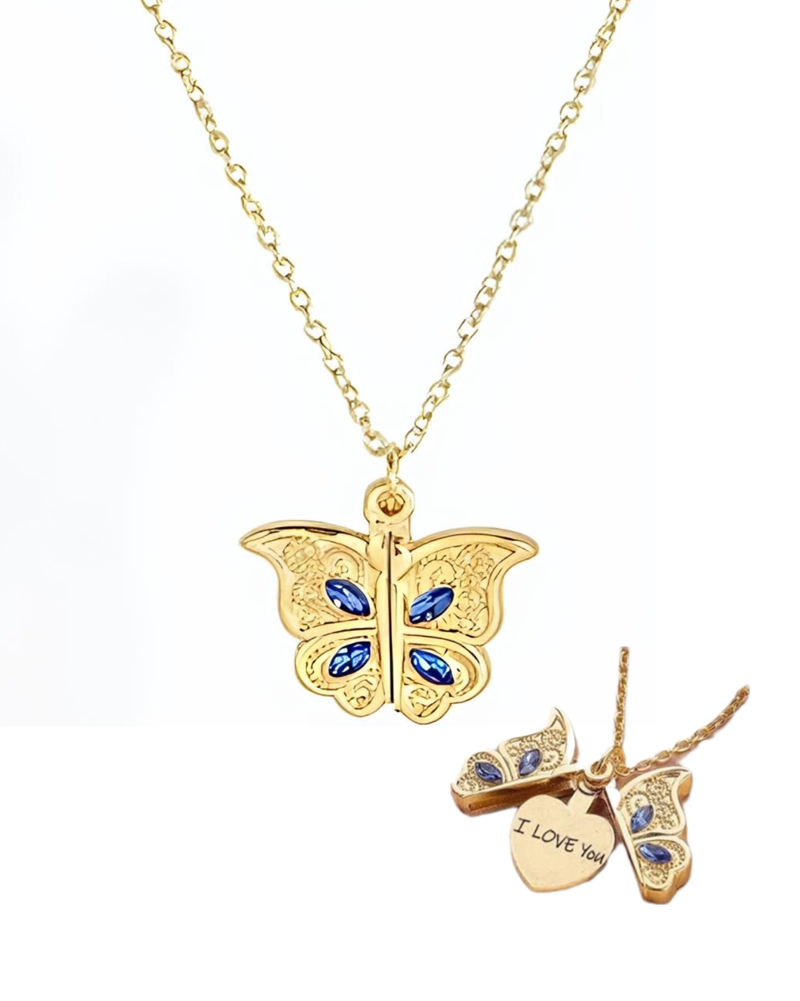 Butterfly Love Heart-Shaped Necklace