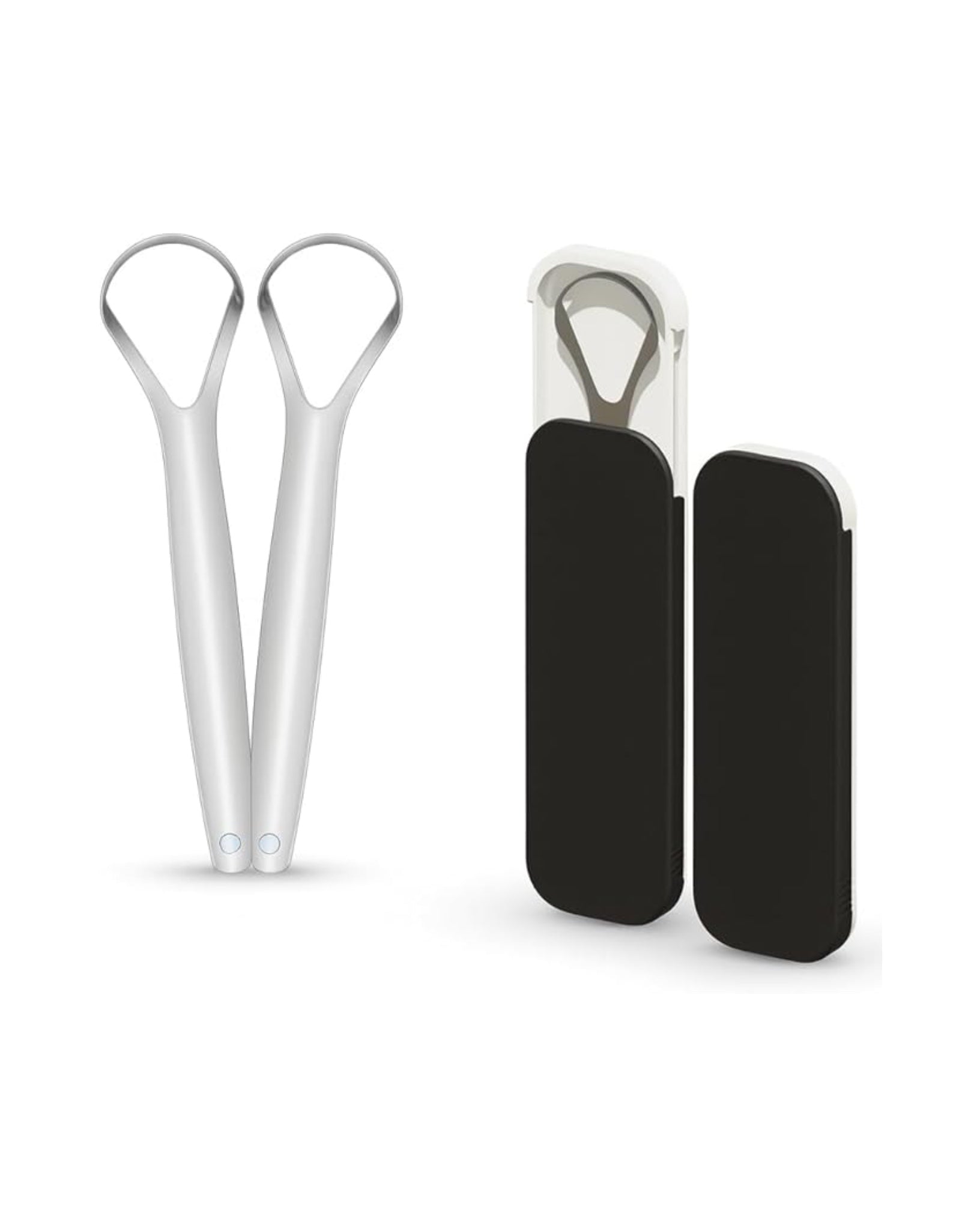 Premium Stainless Steel Tongue Scraper for Adults with 2 Protective Travel Covers